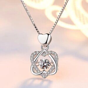3/$30 Eternal Love Necklace Set Romantic Rhombus Zircon Pendant NWOT